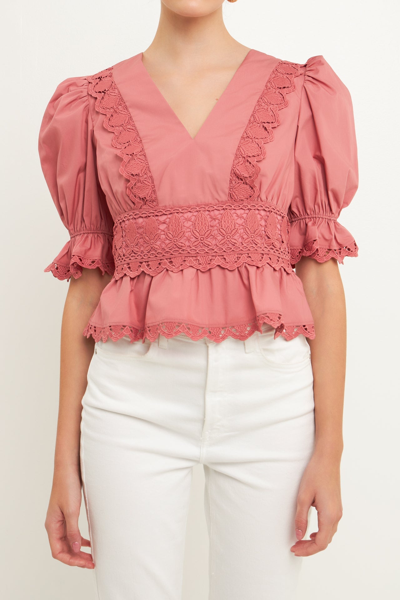 ENDLESS ROSE - Endless Rose - Combination Eyelet Lace Top - TOPS available at Objectrare