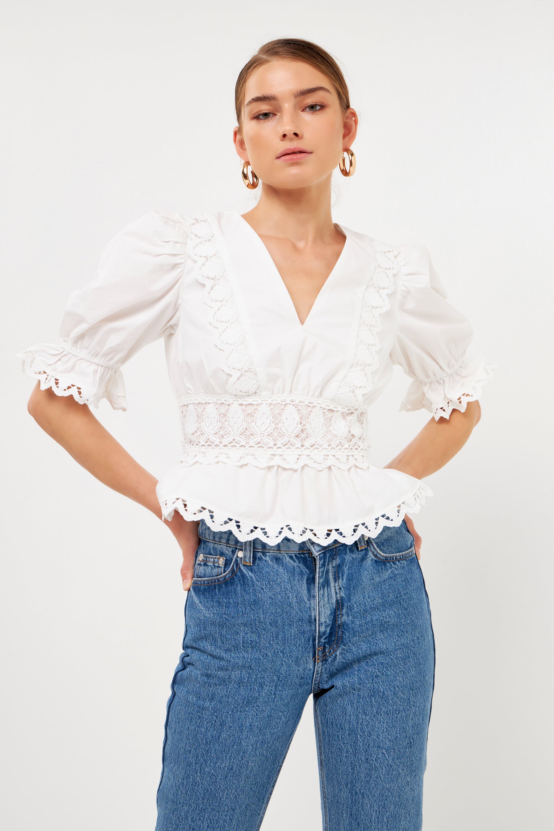 ENDLESS ROSE - Endless Rose - Combination Eyelet Lace Top - TOPS available at Objectrare