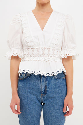 ENDLESS ROSE - Endless Rose - Combination Eyelet Lace Top - TOPS available at Objectrare