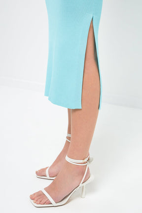 ENDLESS ROSE - Midi Knit Skirt with Side Slit - SKIRTS available at Objectrare