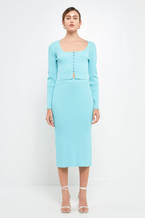 ENDLESS ROSE - Midi Knit Skirt with Side Slit - SKIRTS available at Objectrare