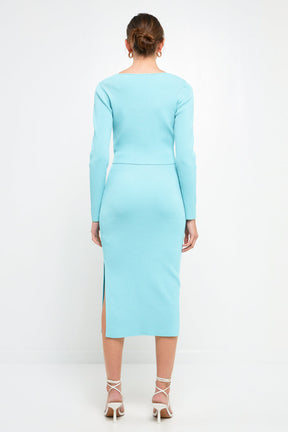 ENDLESS ROSE - Midi Knit Skirt with Side Slit - SKIRTS available at Objectrare