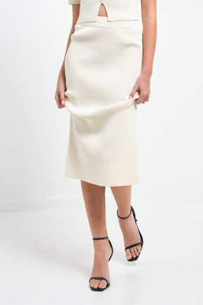ENDLESS ROSE - Midi Knit Skirt with Side Slit - SKIRTS available at Objectrare