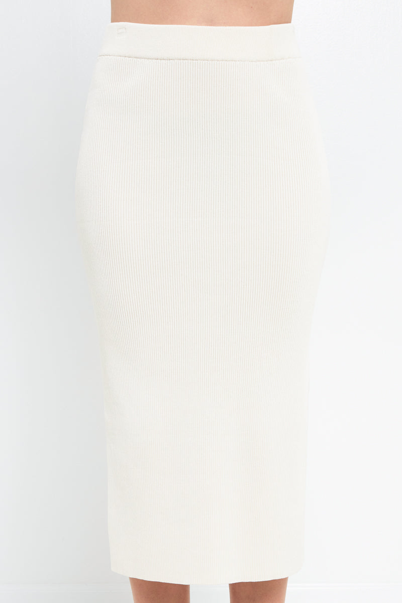 ENDLESS ROSE - Midi Knit Skirt with Side Slit - SKIRTS available at Objectrare
