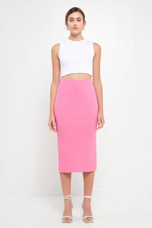 ENDLESS ROSE - Midi Knit Skirt with Side Slit - SKIRTS available at Objectrare