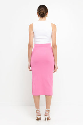 ENDLESS ROSE - Midi Knit Skirt with Side Slit - SKIRTS available at Objectrare