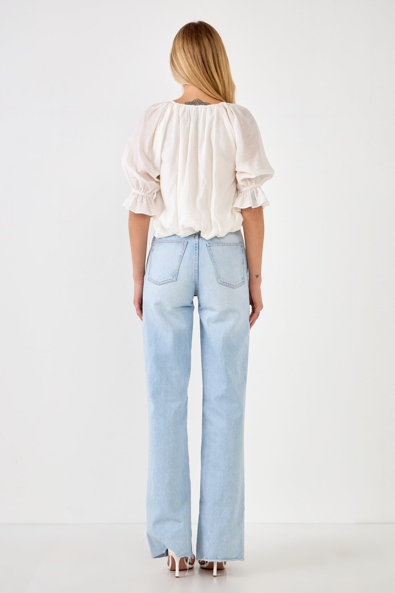 ENDLESS ROSE - Front Twisted Puff Sleeve Top - TOPS available at Objectrare