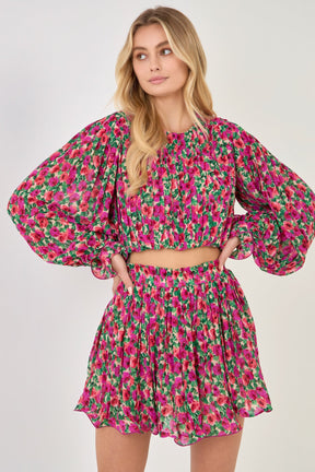 Floral Pleated Bubbled Top
