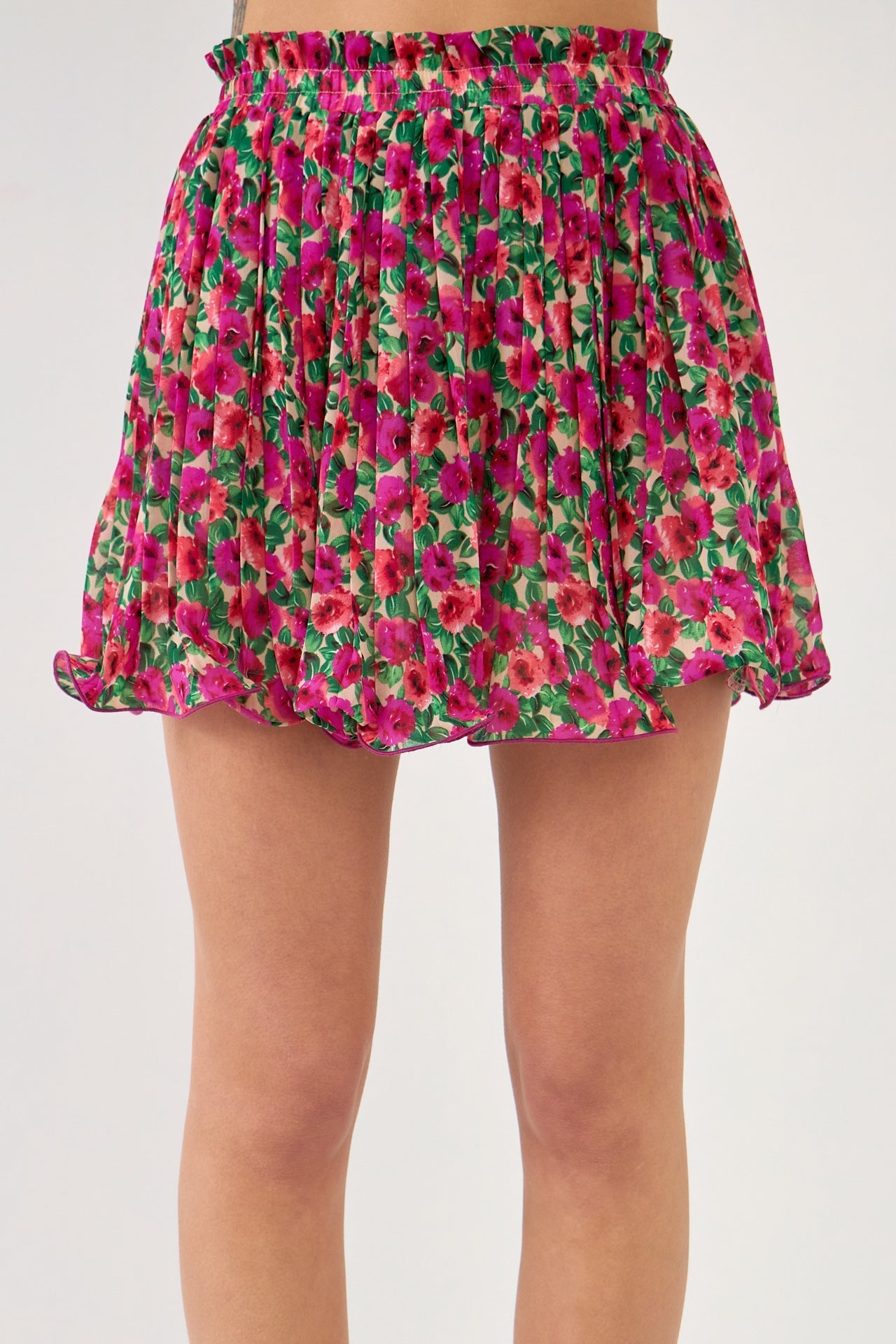 ENDLESS ROSE - Endless Rose - Floral Pleated Elastized Skirt - SKIRTS available at Objectrare