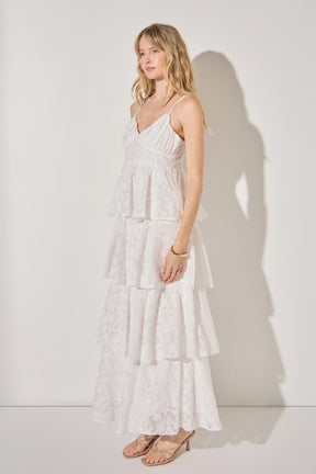 Floral Jacquard Tiered Maxi Dress