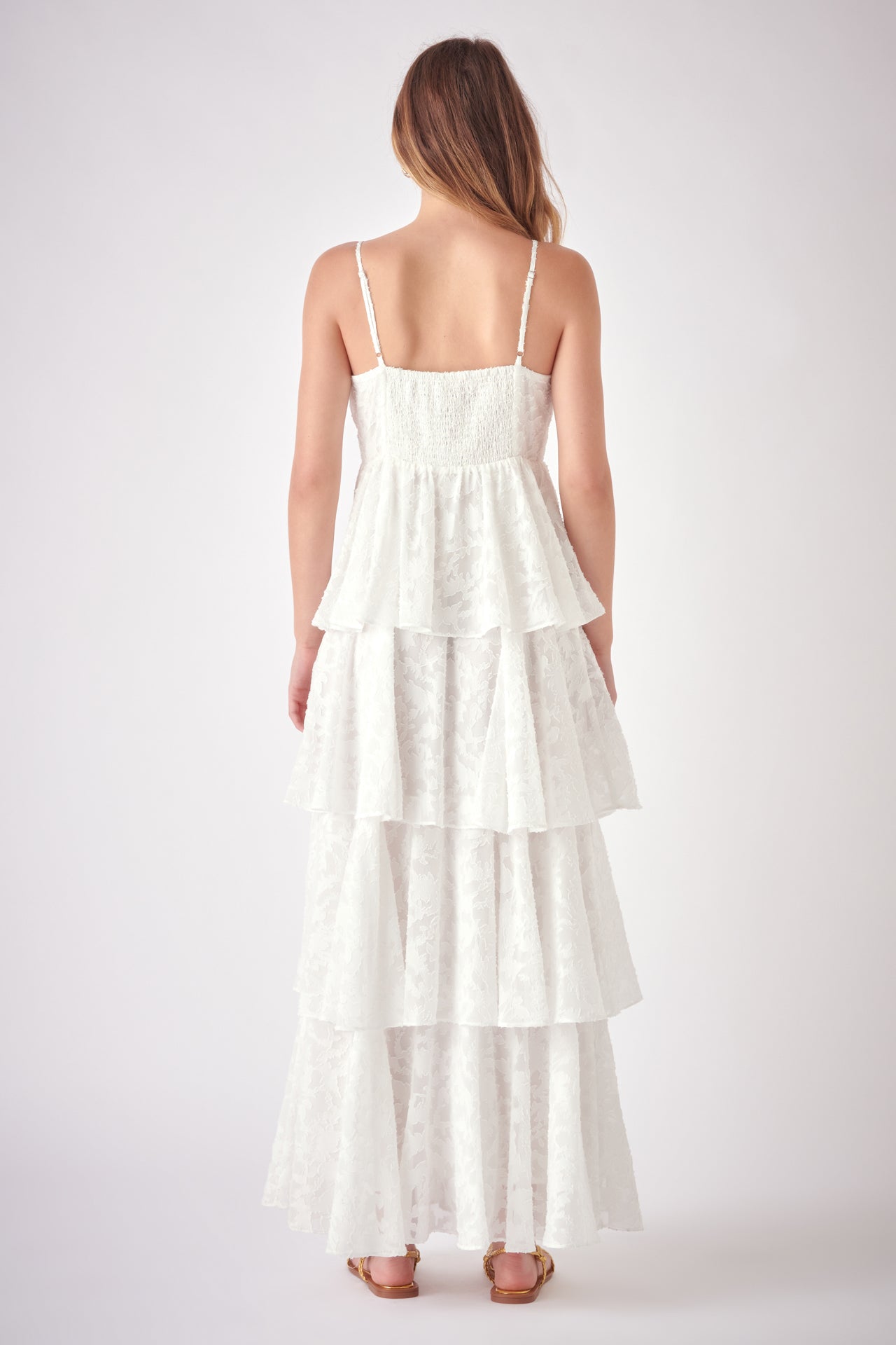 FREE THE ROSES - Floral Jacquard Tiered Maxi Dress - DRESSES available at Objectrare