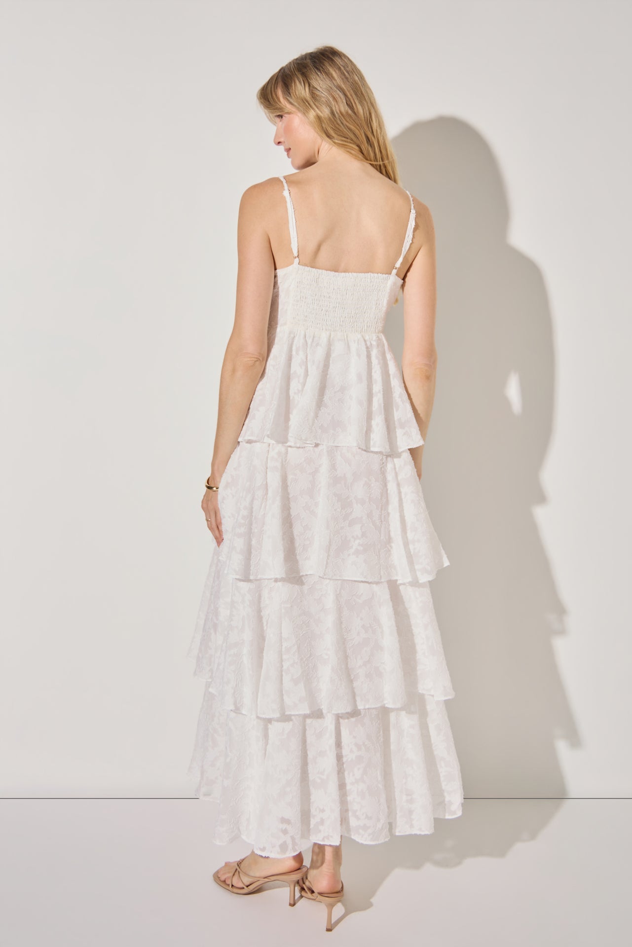 Floral Jacquard Tiered Maxi Dress