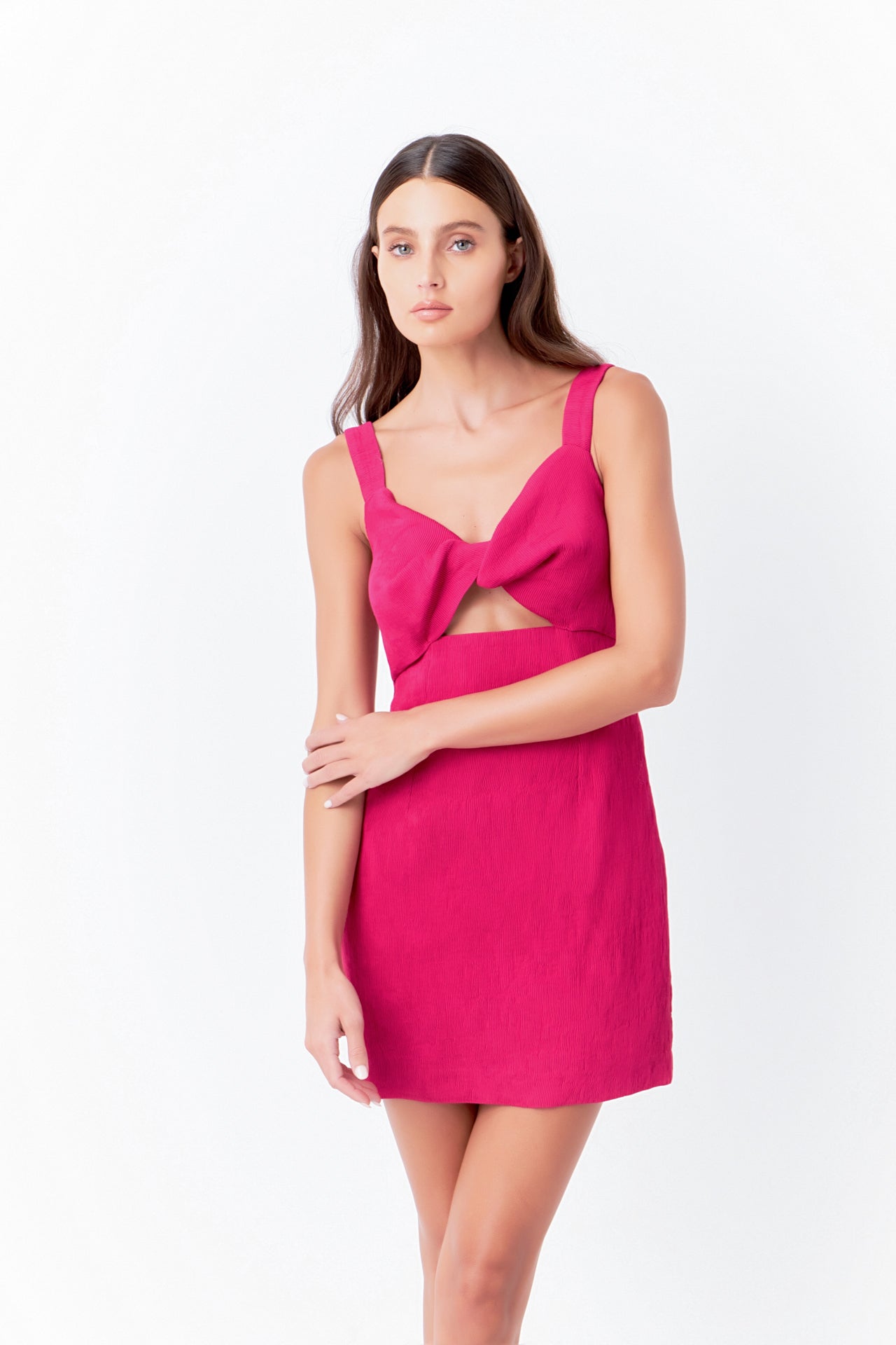 ENDLESS ROSE - Endless Rose - Soft Touch Plisse Twist Mini Dress - DRESSES available at Objectrare