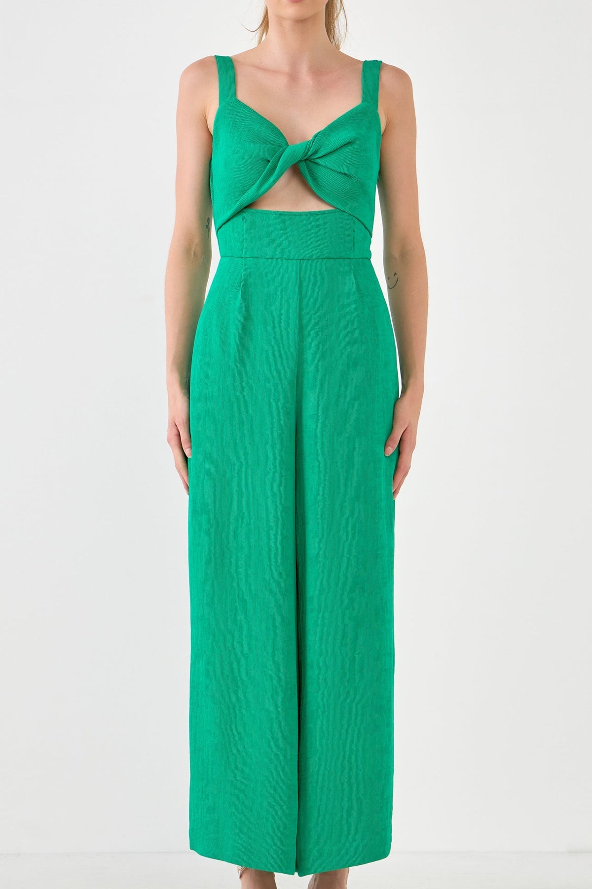 ENDLESS ROSE - Soft Touch Plisse Twist Jumpsuit - JUMPSUITS available at Objectrare