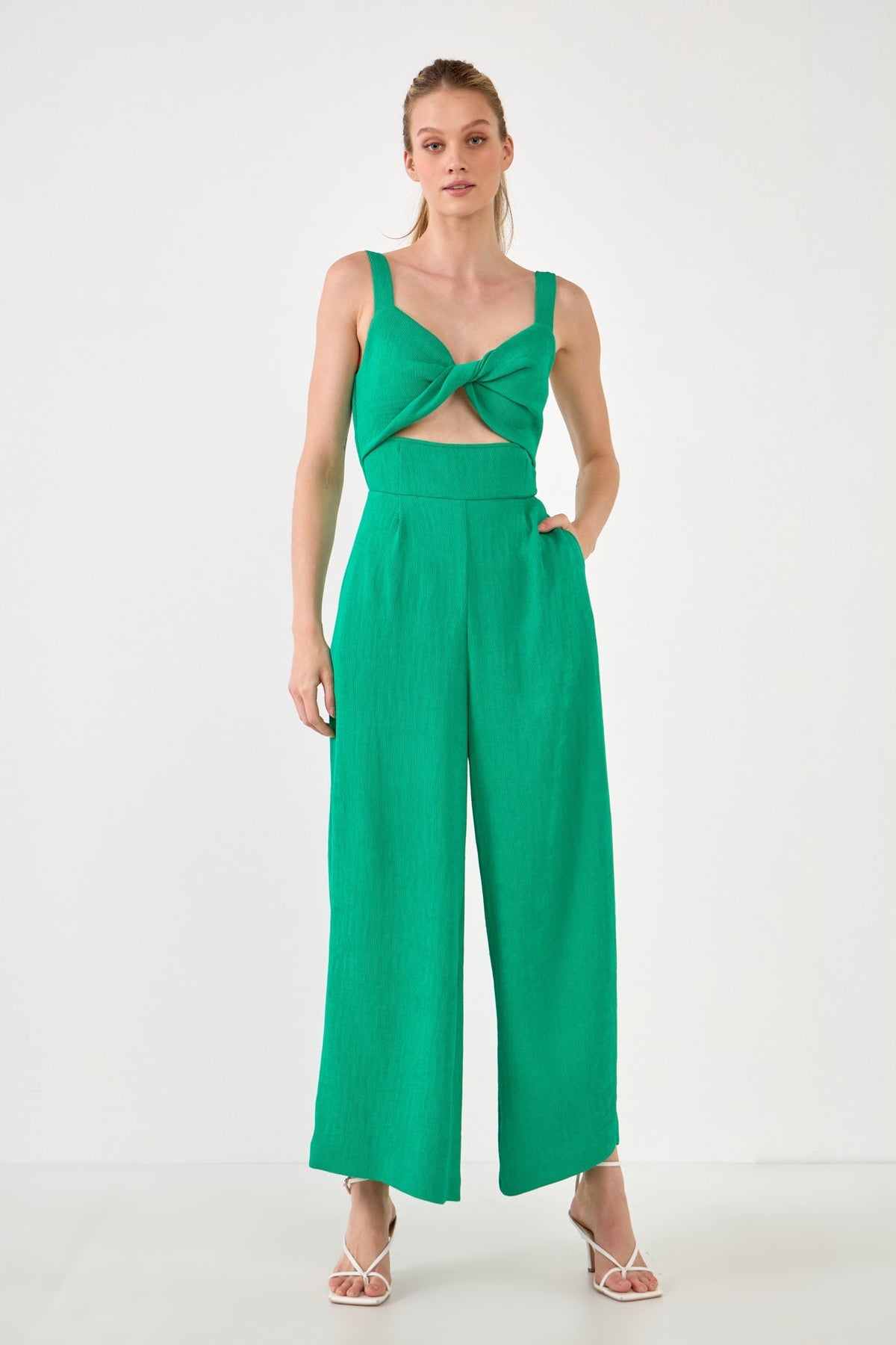 ENDLESS ROSE - Endless Rose - Soft Touch Plisse Twist Jumpsuit - JUMPSUITS available at Objectrare