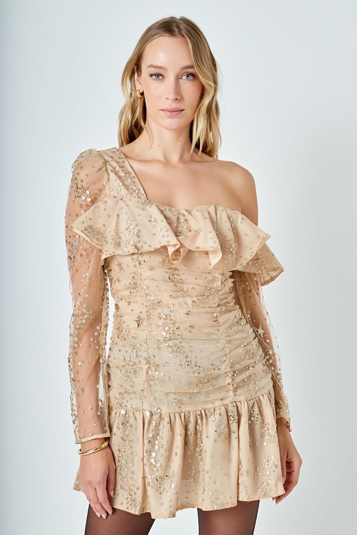 ENDLESS ROSE - Star Embellished Asymmetrical Dress - DRESSES available at Objectrare
