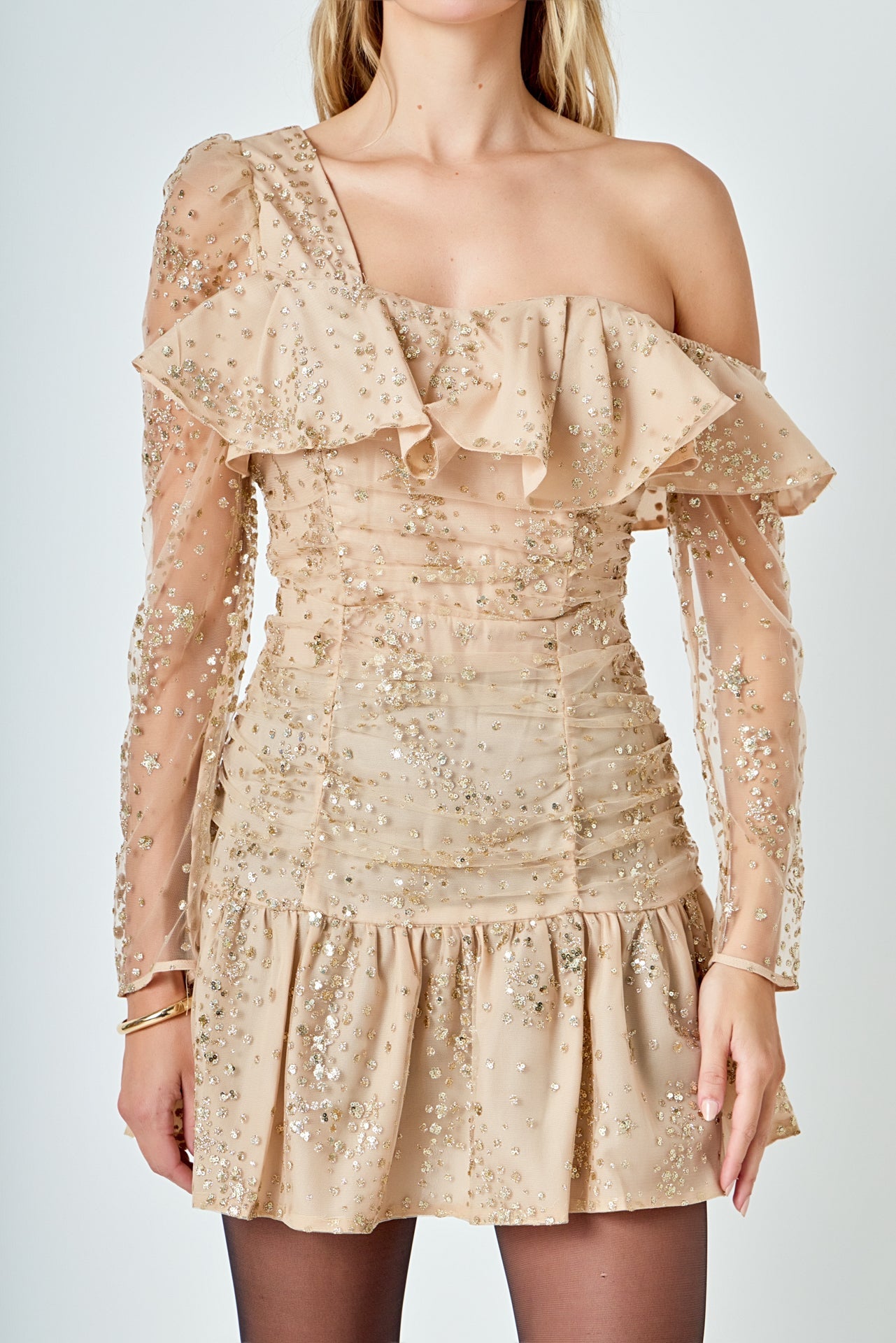 ENDLESS ROSE - Star Embellished Asymmetrical Dress - DRESSES available at Objectrare