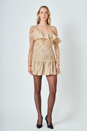 ENDLESS ROSE - Star Embellished Asymmetrical Dress - DRESSES available at Objectrare