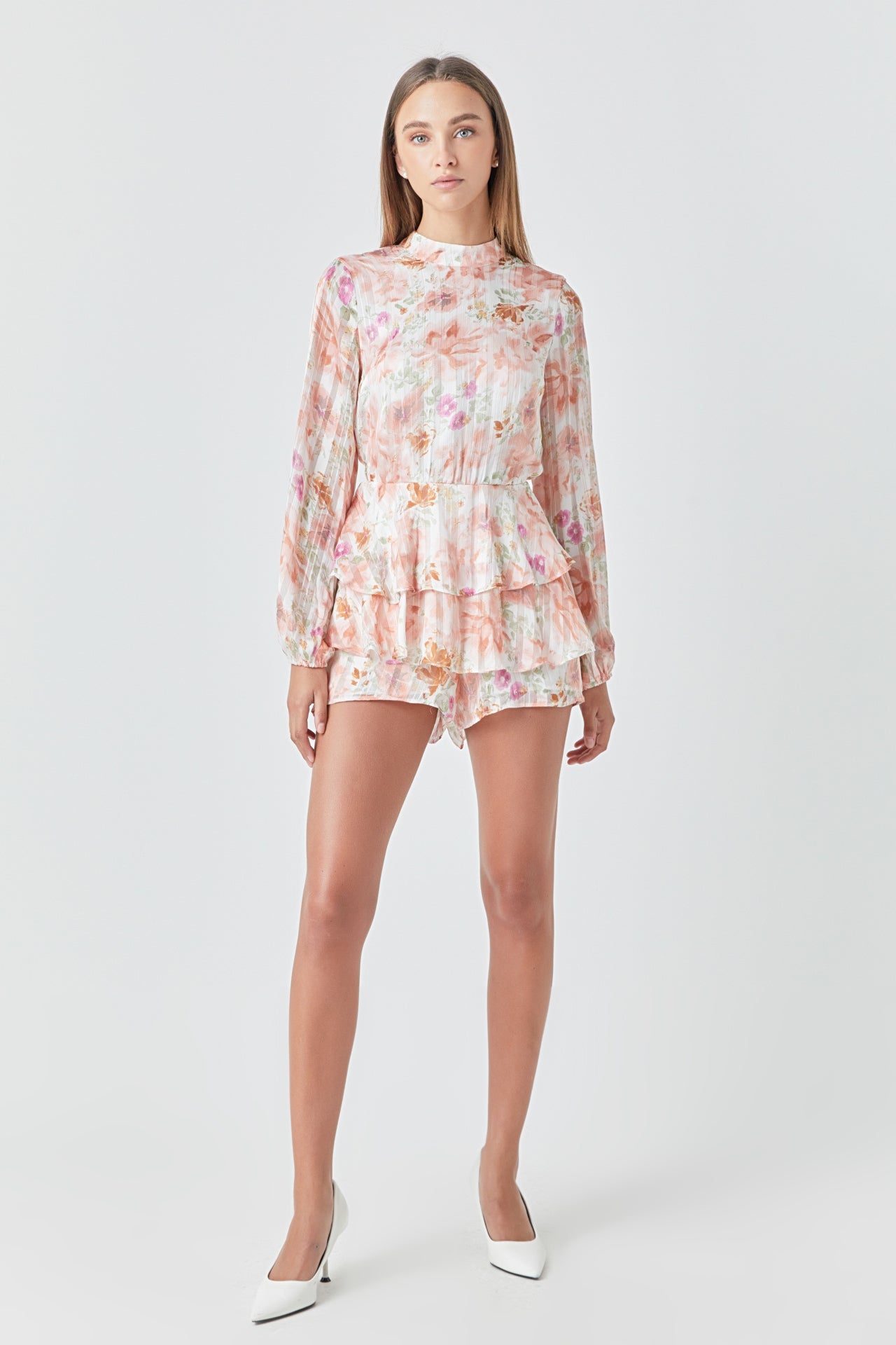ENDLESS ROSE - Long Sleeve Floral Romper - ROMPERS available at Objectrare