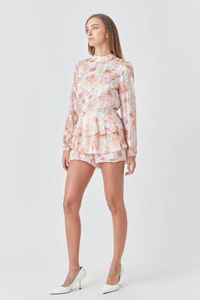 ENDLESS ROSE - Endless Rose - Long Sleeve Floral Romper - ROMPERS available at Objectrare