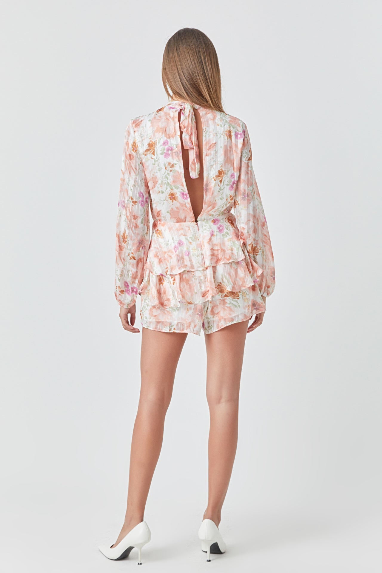 ENDLESS ROSE - Long Sleeve Floral Romper - ROMPERS available at Objectrare