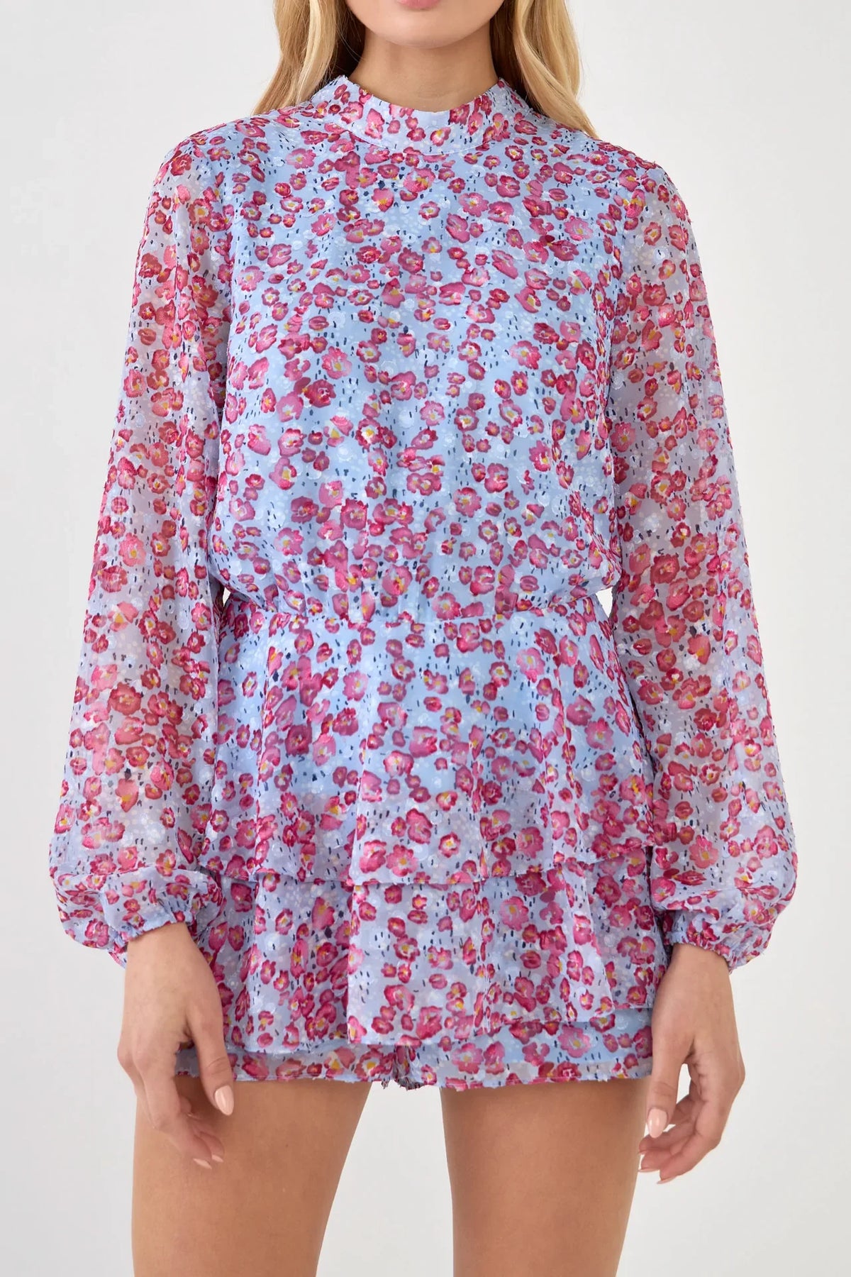 ENDLESS ROSE - Long-Sleeve Floral Romper - ROMPERS available at Objectrare