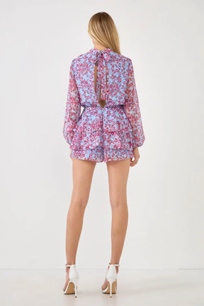 ENDLESS ROSE - Long-Sleeve Floral Romper - ROMPERS available at Objectrare