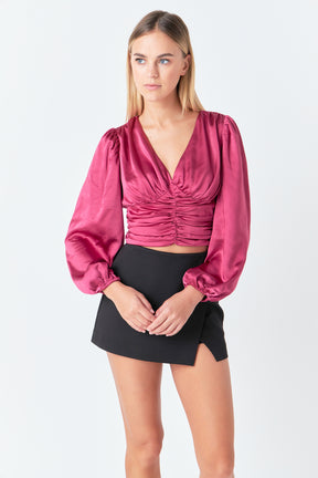 ENDLESS ROSE - Satin Ruched Top - TOPS available at Objectrare