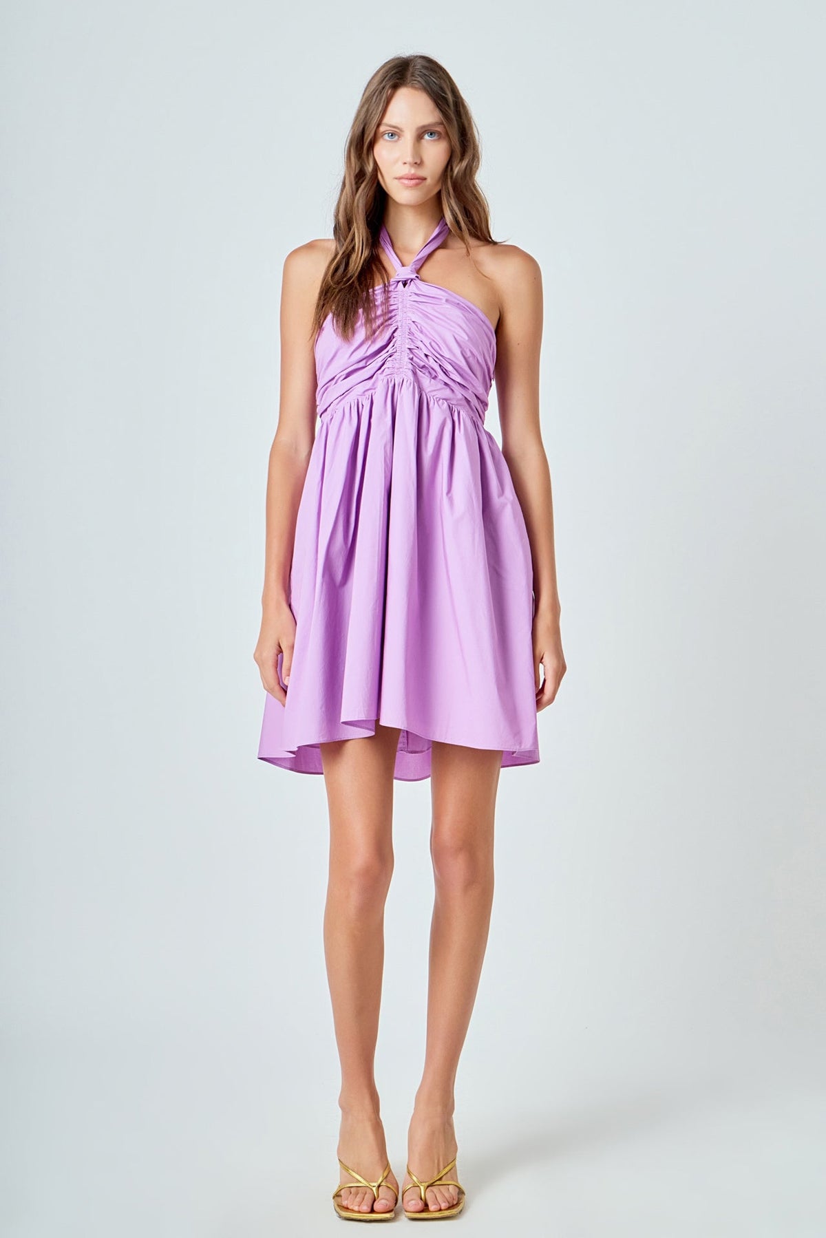 ENDLESS ROSE - Ruched Halter Neck Flounce Dress - DRESSES available at Objectrare