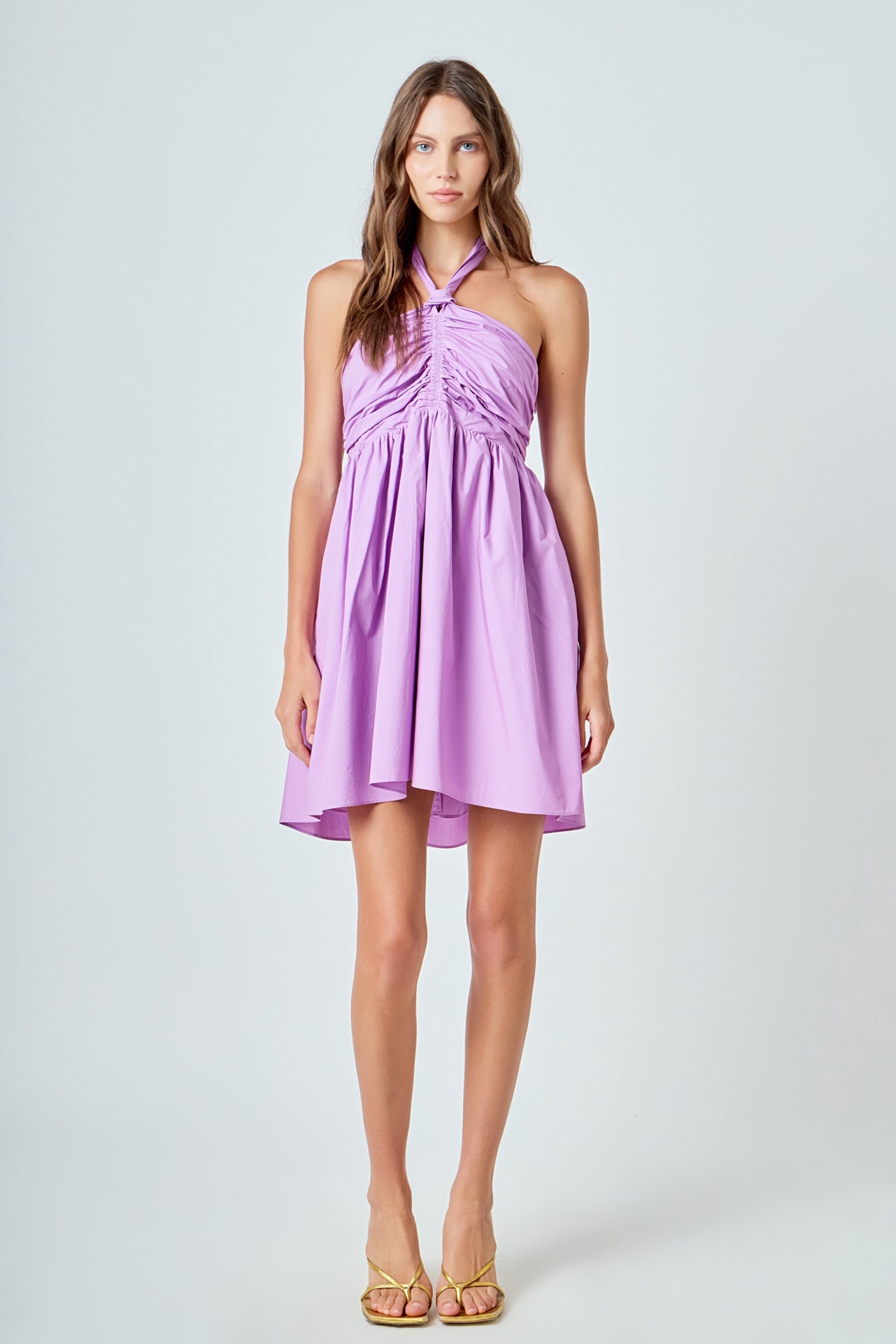 ENDLESS ROSE - Ruched Halter Neck Flounce Dress - DRESSES available at Objectrare