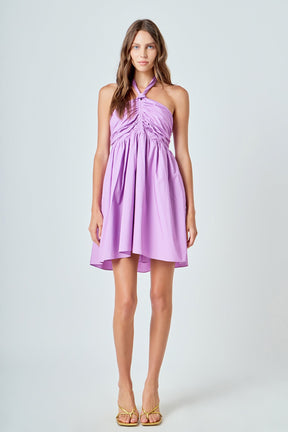 ENDLESS ROSE - Ruched Halter Neck Flounce Dress - DRESSES available at Objectrare