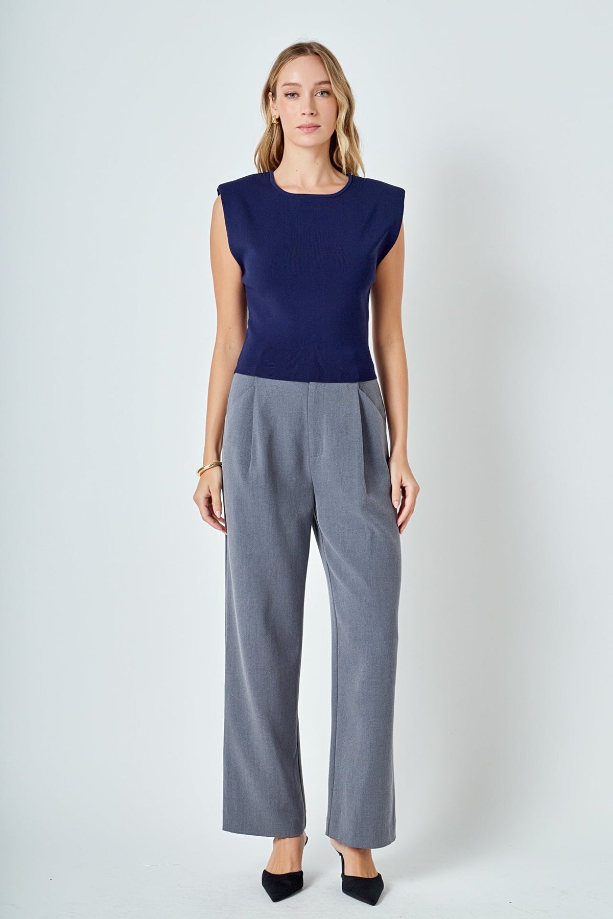 ENDLESS ROSE - Elevated Solid Knit Padded Top - TOPS available at Objectrare