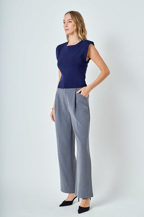ENDLESS ROSE - Elevated Solid Knit Padded Top - TOPS available at Objectrare
