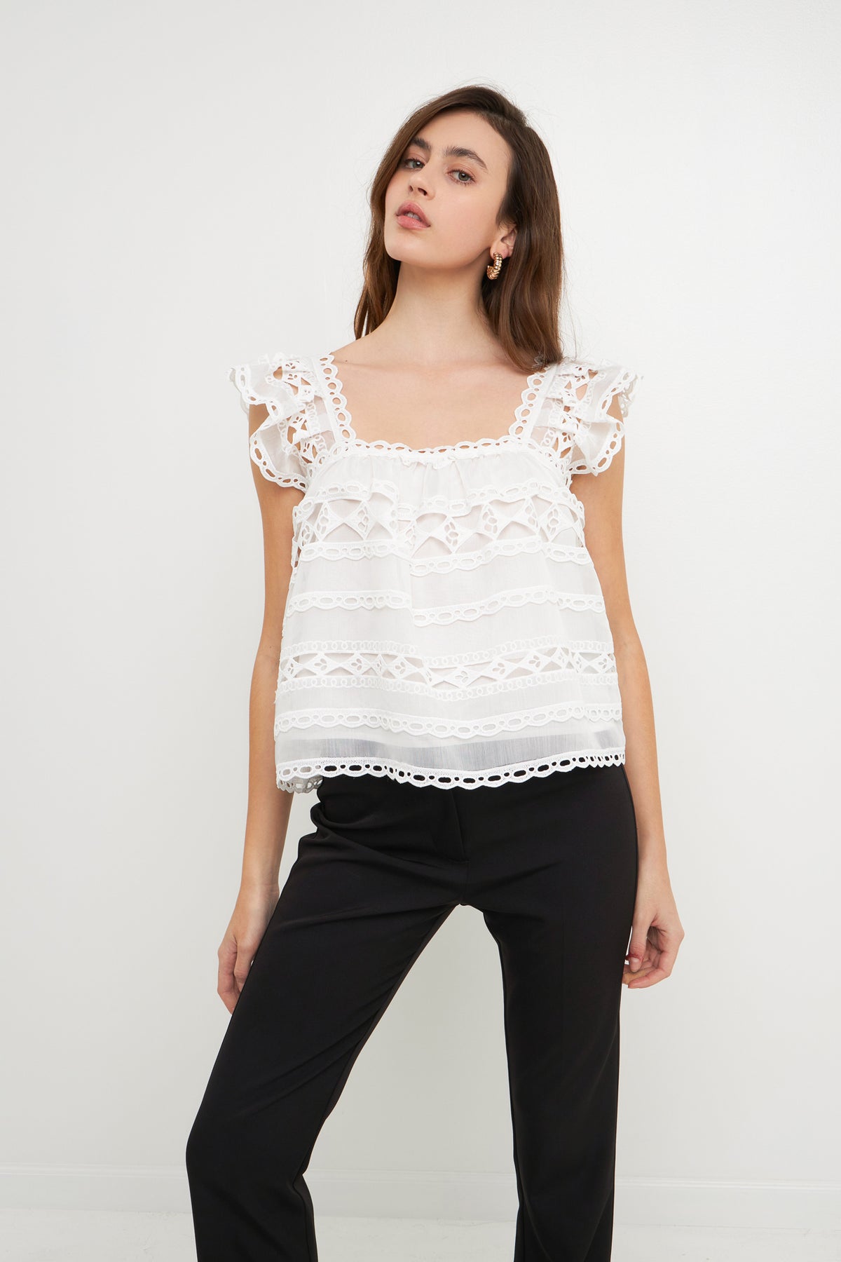 Flounce Lace Organza Crop Top