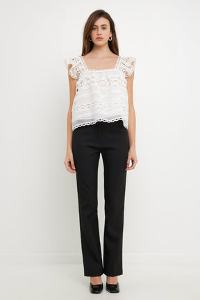 Flounce Lace Organza Crop Top
