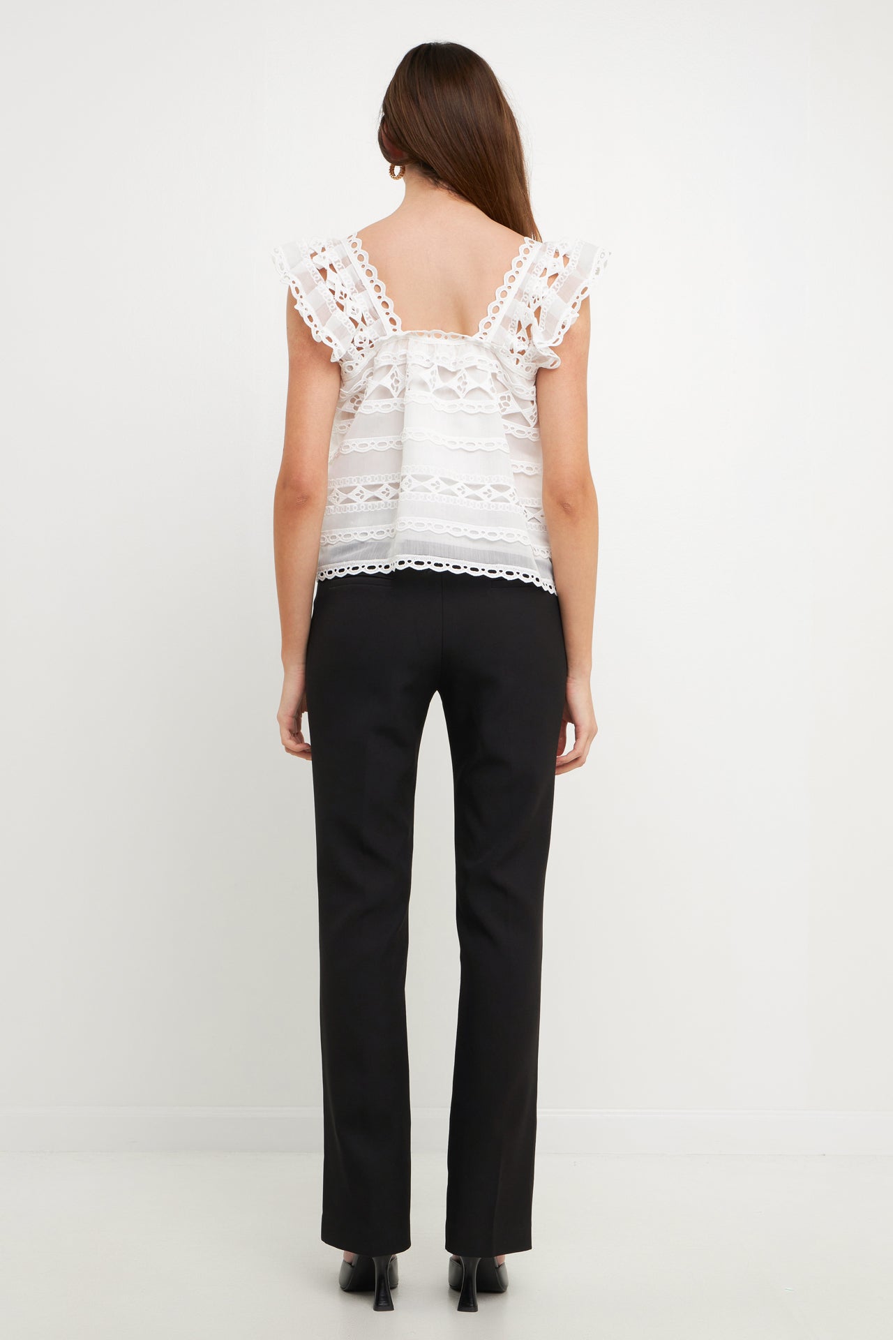 Flounce Lace Organza Crop Top