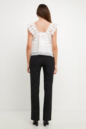 Flounce Lace Organza Crop Top