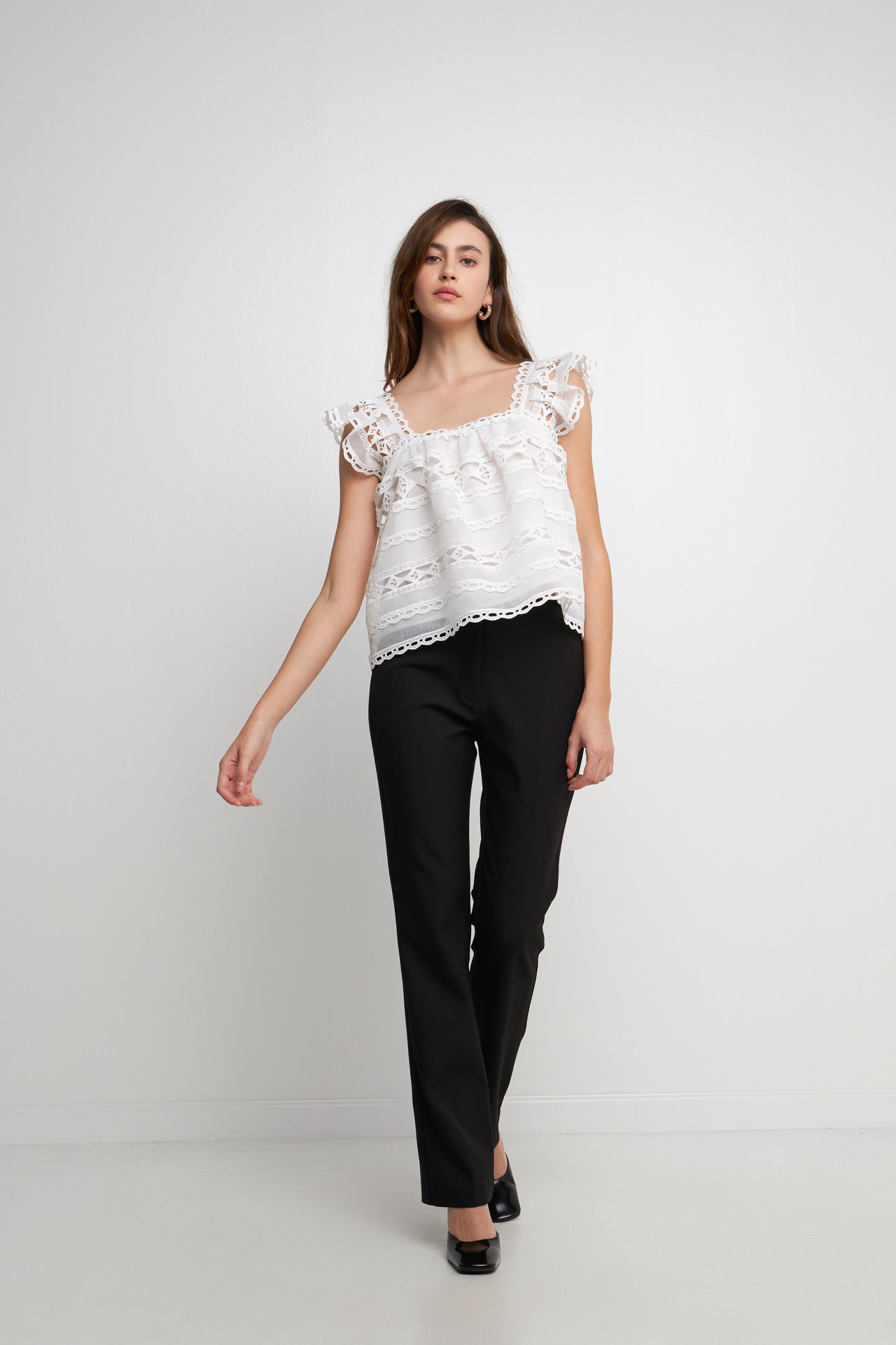 Flounce Lace Organza Crop Top