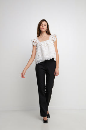 Flounce Lace Organza Crop Top