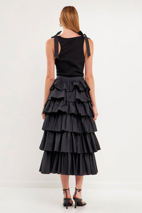 ENGLISH FACTORY - English Factory - Pleated Combo Maxi Poplin Skirt - SKIRTS available at Objectrare