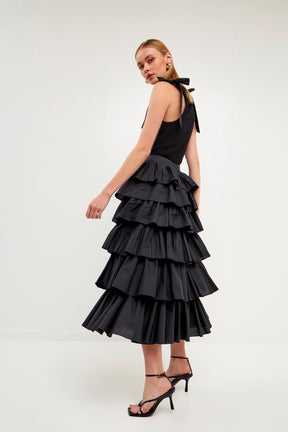 ENGLISH FACTORY - English Factory - Pleated Combo Maxi Poplin Skirt - SKIRTS available at Objectrare