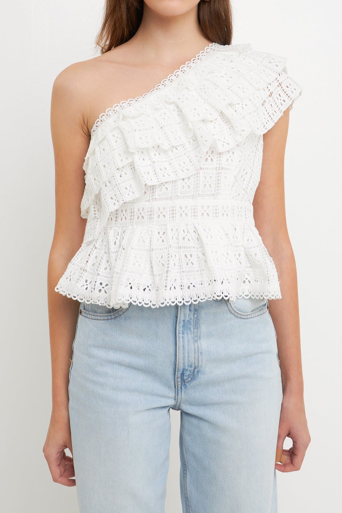 ENDLESS ROSE - One Shoulder Square Laced Top - TOPS available at Objectrare