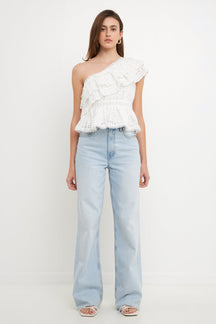 ENDLESS ROSE - One Shoulder Square Laced Top - TOPS available at Objectrare