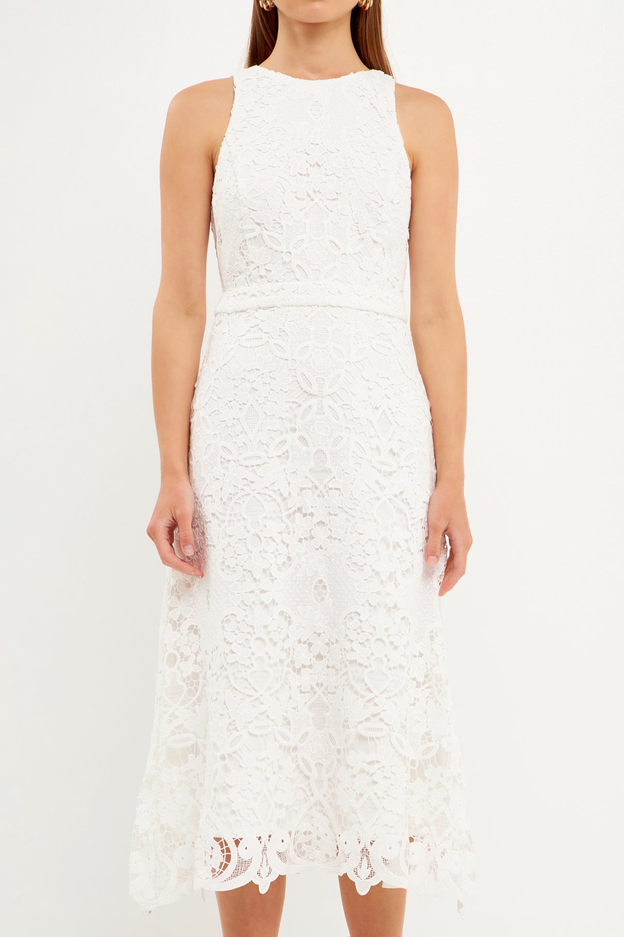 ENDLESS ROSE - Floral Crochet Lace Cut-Out Midi Dress - DRESSES available at Objectrare
