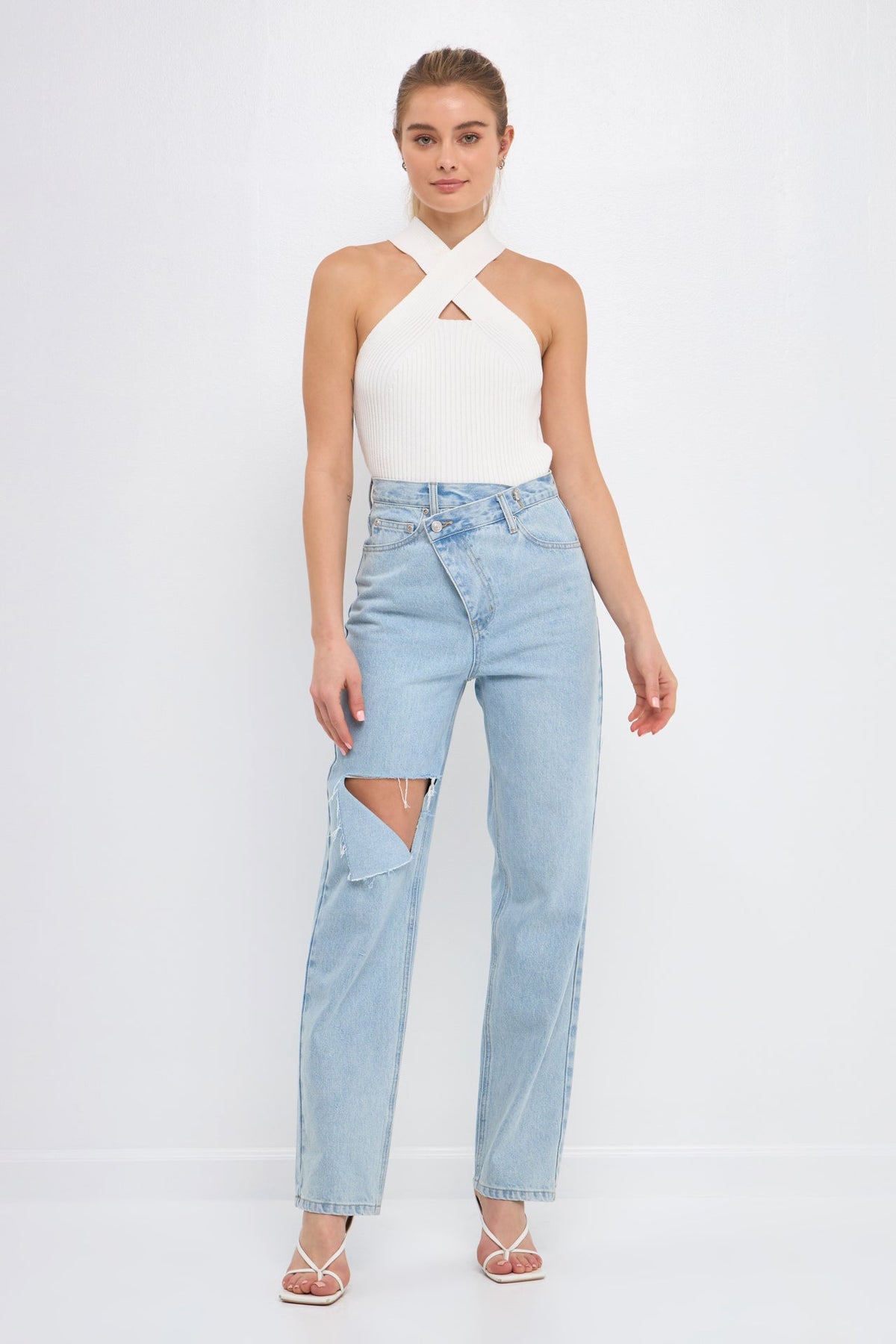 ENDLESS ROSE - Cross Haltered Soft Rib Knit Tank - CAMI TOPS & TANK available at Objectrare