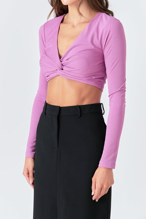 GREY LAB - Grey Lab - Front Twist Cropped Long Sleeve - TOPS available at Objectrare