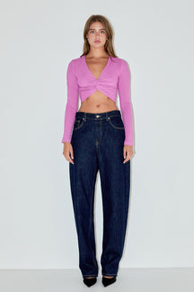 GREY LAB - Front Twist Cropped Long Sleeve - TOPS available at Objectrare