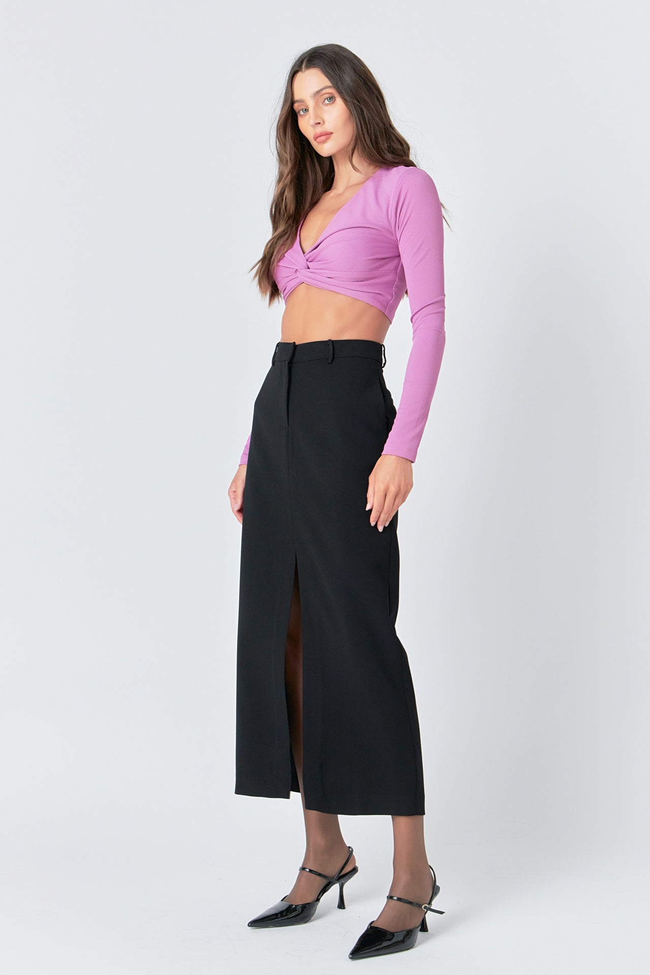 GREY LAB - Front Twist Cropped Long Sleeve - TOPS available at Objectrare