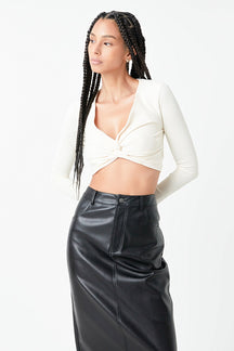 GREY LAB - Front Twist Cropped Long Sleeve - TOPS available at Objectrare