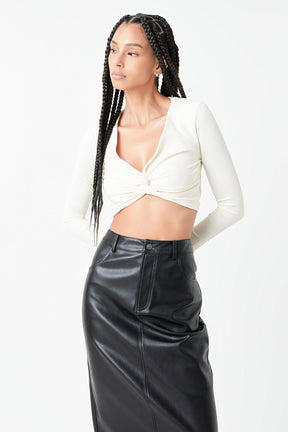 GREY LAB - Front Twist Cropped Long Sleeve - TOPS available at Objectrare